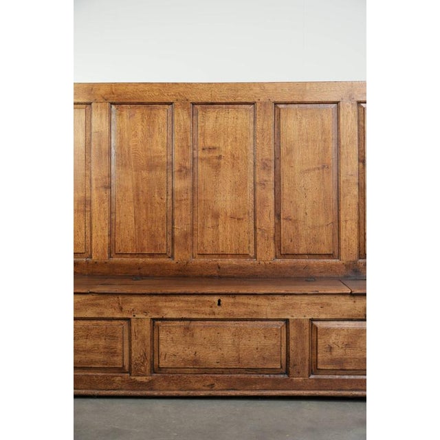 Antique English Oak Hall Bench with Storage Space For Sale - Image 10 of 18