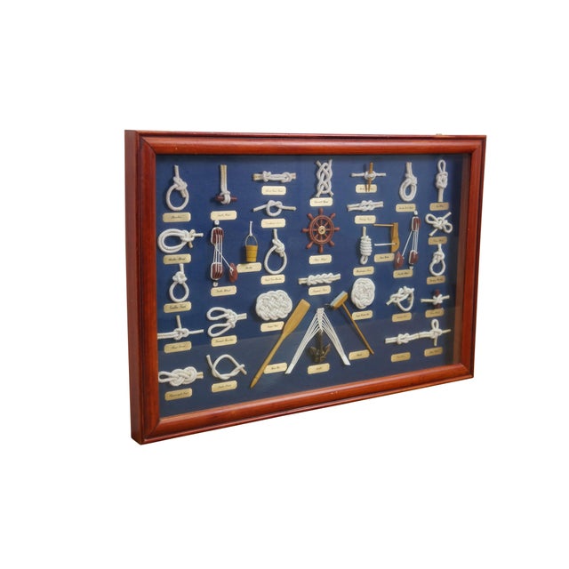 Mid-Century Modern Vintage Nautical Maritime Sailing Rope Knots Boat Ship Shadow Box Display 24" For Sale - Image 3 of 11