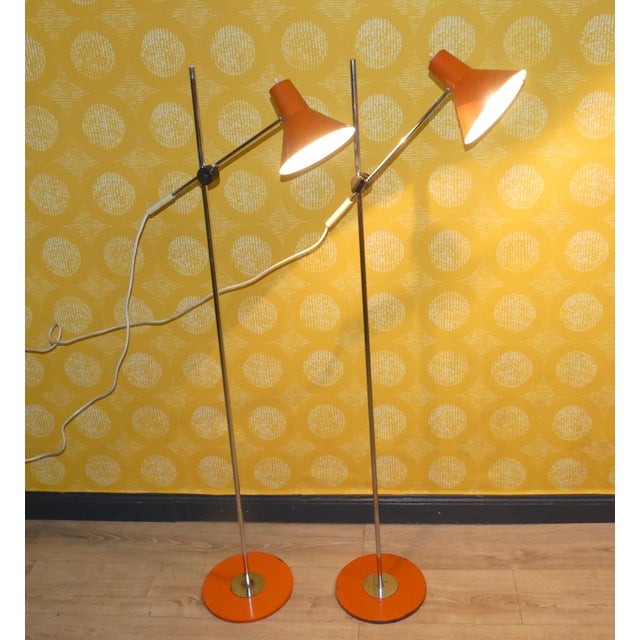 Decorative Highlight Super cool! Set of two 70s floor lamps Modern space-age design Classic type 7080 in orange by Richard...