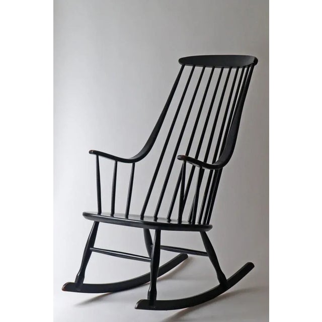Black Grandessa Rocking Chair in Beech by Lena Larsson for Nesto, 1960s For Sale - Image 10 of 10