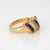 Modern 1980s Carre Cut Diamond Sapphire Ring Vintage 14k Yellow Gold Estate Fine Jewelry Size 6.5 For Sale - Image 3 of 7