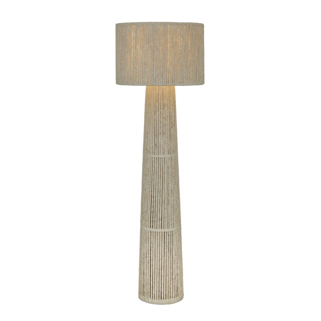 Boho Chic Tapered Natural Chenille Fiber Floor Lamp For Sale - Image 3 of 7
