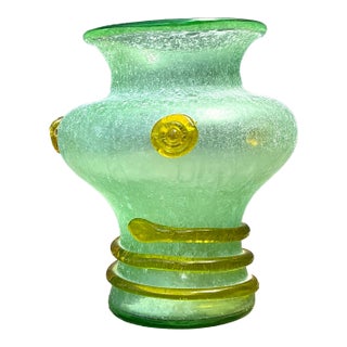 Vintage Italian Hand Blown Glass Vase For Sale
