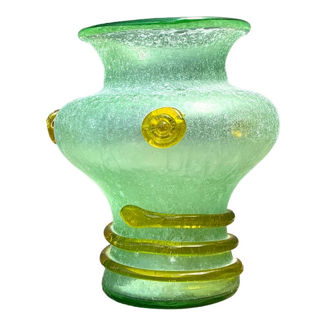 Vintage Italian Hand Blown Glass Vase For Sale
