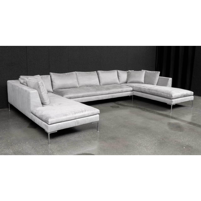Textile B&b Italia Gray Suede Upholstered Sectional Sofa For Sale - Image 7 of 14