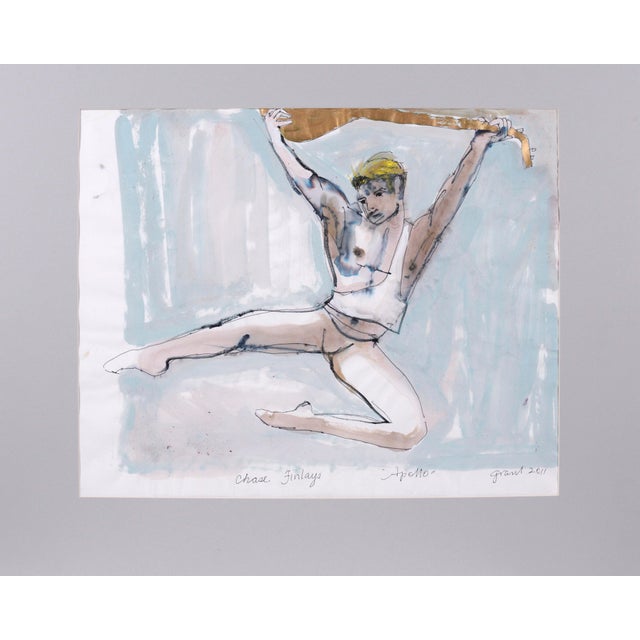 Abstract "Apollo" Chase Finlay Ballet Dancer - Figurative Abstract on Paper by Marc Foster Grant For Sale - Image 3 of 7