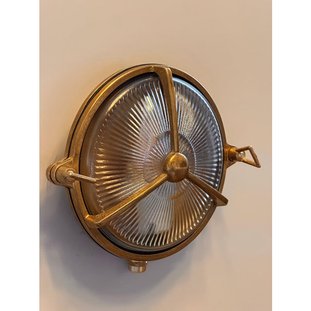 Brass Pasaco Nautical Brass Wall Sconce – Outdoor Coastal Weatherproof Light For Sale - Image 8 of 9
