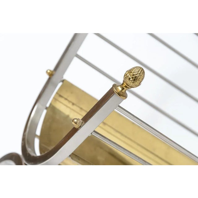 1960s Maison Jansen Polished Brass & Steel Ram Head Magazine Rack/Holder For Sale - Image 5 of 10