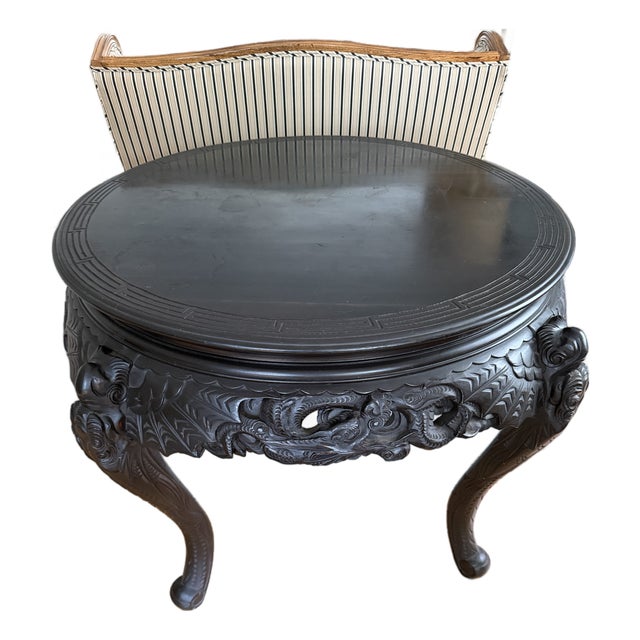 Large Antique Japanese Meiji Period Carved Flying Dragon Center Table For Sale