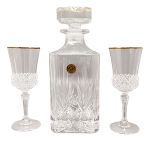 Crystal Decanter and Glasses from RCR, Set of 3