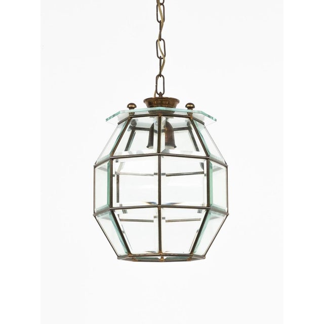Mid-Century Modern Pendant Light in Brass and Beveled Glass, Italy, 1950s For Sale - Image 10 of 15