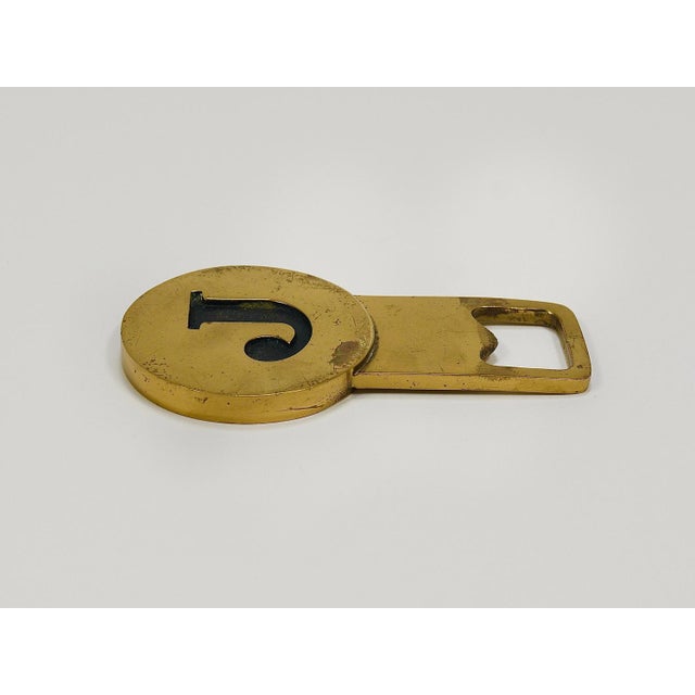Letter J Initials Brass Bottle Opener #4919 attributed to Carl Auböck, Vienna, 1960s For Sale - Image 9 of 18