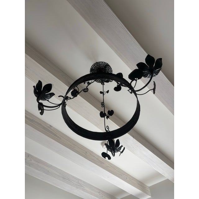 Late 19th Century French Wrought Iron and Cast Metal 3-Light Chandelier For Sale - Image 10 of 13