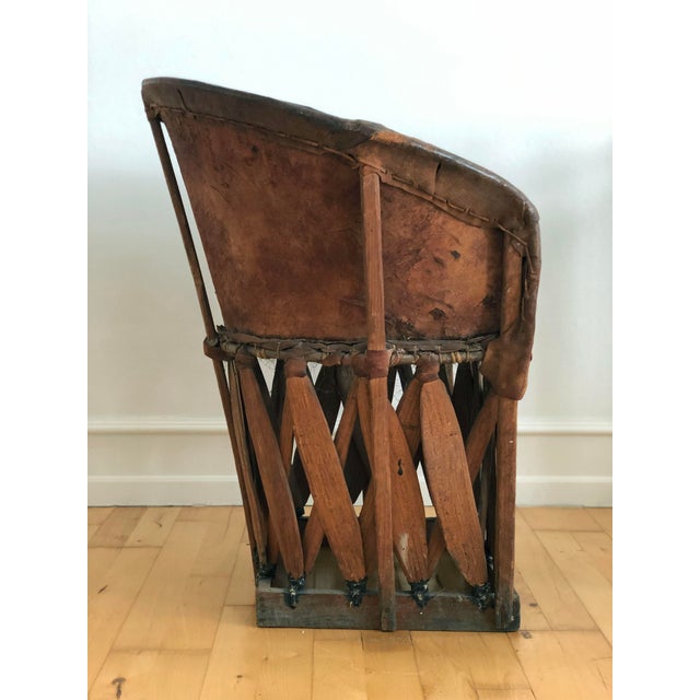 Folk Art Mexican Equipale Folk Art Chair With Hand-Painted Scene 1930s For Sale - Image 3 of 11