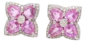 3.16 cts Natural pink sapphire & 0.39 cts diamond earrings in 18k gold
