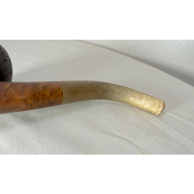 Antique 19th Century Hand Carved Burl Wood Horn Figural Man Face Smoking Pipe For Sale - Image 13 of 15