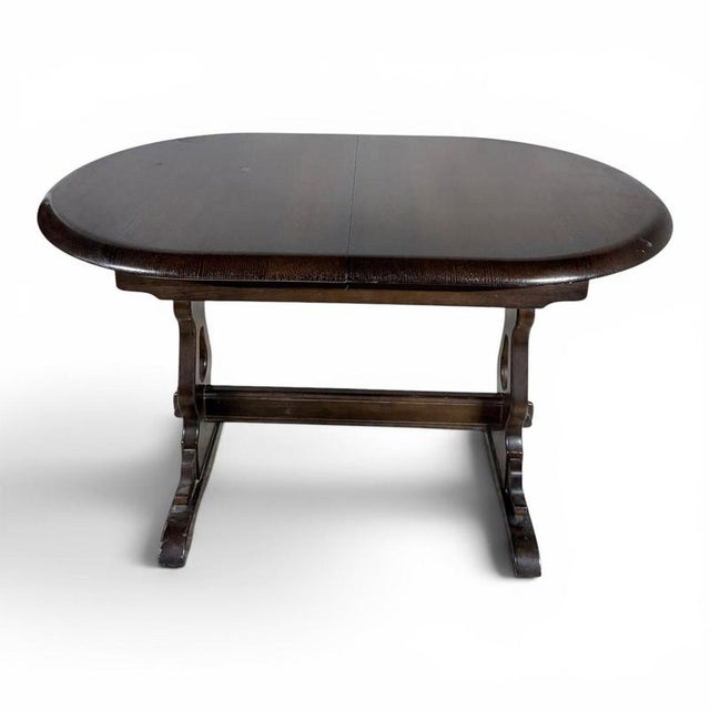 Brown Vintage Oak Extending Dining Table For Sale - Image 8 of 10