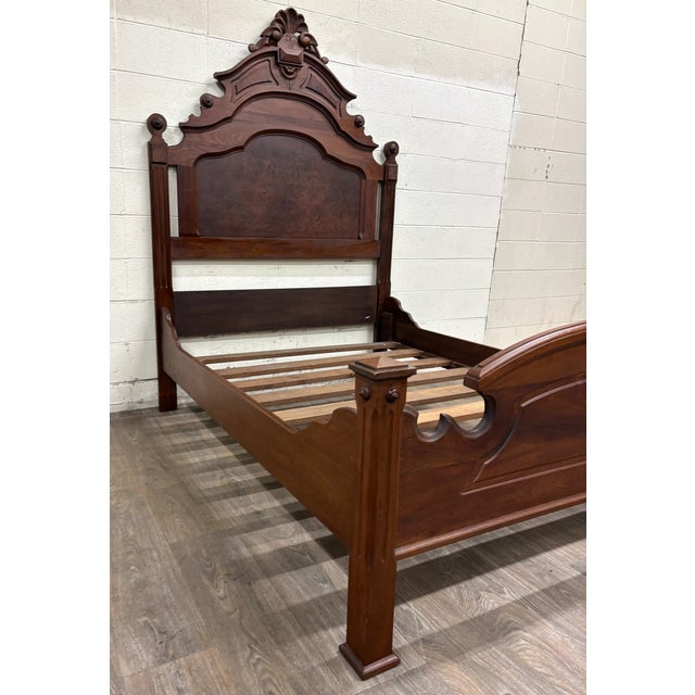 Antique Full Size Victorian Eastlake Monumental High Back Carved Walnut Bed For Sale In Kansas City - Image 6 of 9
