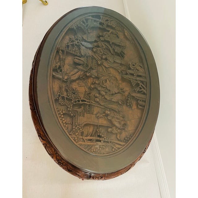 Vintage Chinese Chinoiserie Carved Coffee Table and 6 Chairs For Sale In Miami - Image 6 of 13