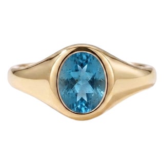 Swiss Blue Topaz Gold Ring | Wedding Engagement Ring | December Birthstone Ring Us 7 For Sale