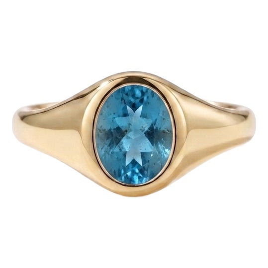 Swiss Blue Topaz Gold Ring | Wedding Engagement Ring | December Birthstone Ring Us 7 For Sale