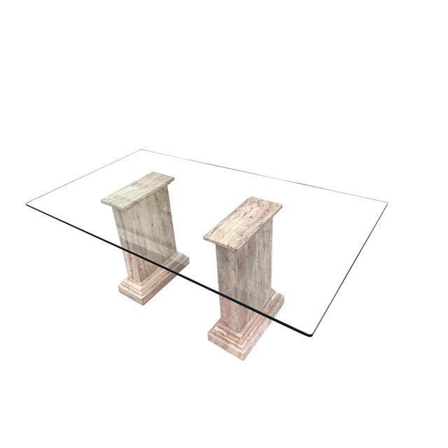 Marina Dining Table in Pink and Brown Jara Travertine Marble, 1989 For Sale - Image 16 of 16
