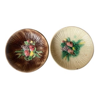 Antique Majolica Fruit / Wall Bowls- Set of 2 For Sale