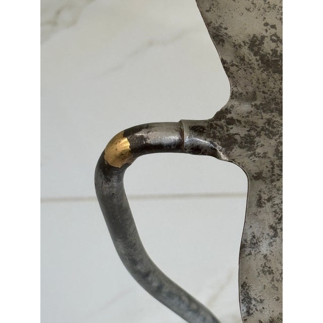 Silver Vintage Salterini Lily Pad Drink Table / Garden Table in Raw Metal For Sale - Image 8 of 12