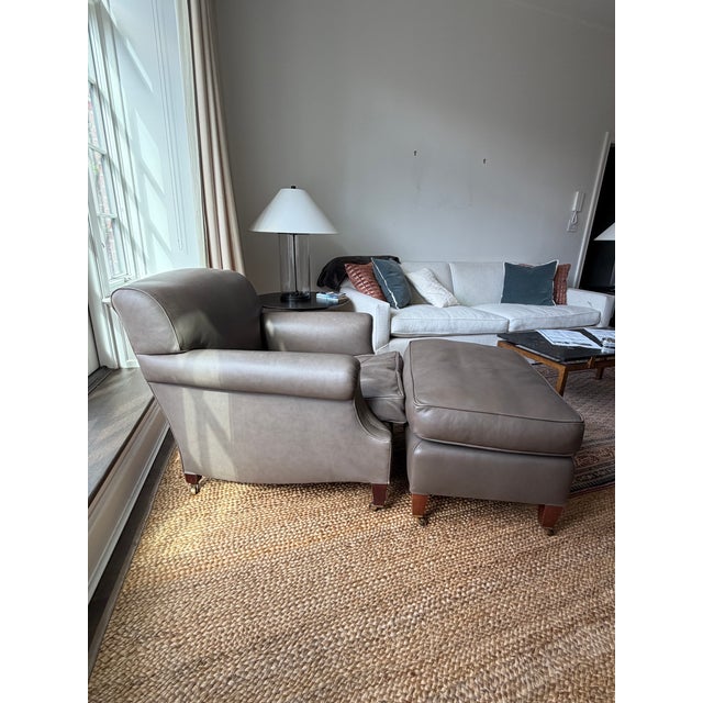Transitional Early 20th Century George Smith Chair & Ottoman For Sale - Image 3 of 11