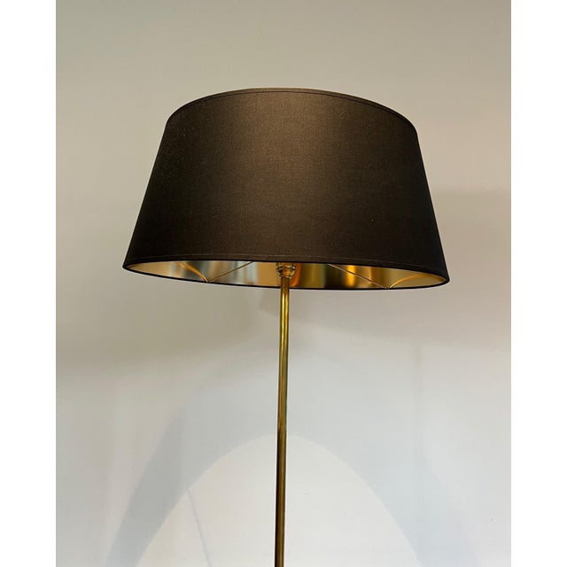 Brass 1940s Neoclassical Style Brass and Wood Floor Lamp in the Style of Maison Jansen For Sale - Image 8 of 12
