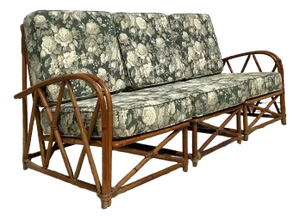 Vintage Coastal Heywood Wakefield Bent Rattan Sofa