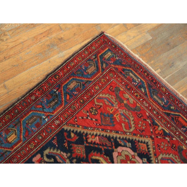 Early 20th Century 1930s Blue Navy Medallion Antique Malayer Persian Rug 3'7" X 17'10" Handknotted Wool Carpet For Sale - Image 5 of 5