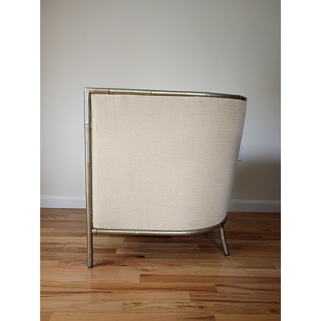 Bernhardt A Pair Bernhardt Interiors Merideth Club Chairs Metal Faux Frame For Sale - Image 4 of 15