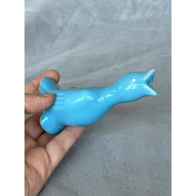 Sky Blue Vintage Ceramic Blue Bird Figurine Pie Bird Vent For Sale - Image 8 of 11