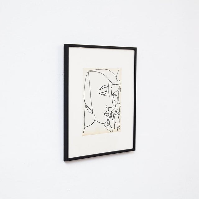 Françoise gilot original lithograph 'portrait of a woman'. From the poetry book "pages d'amour" by andré verdet, editions...