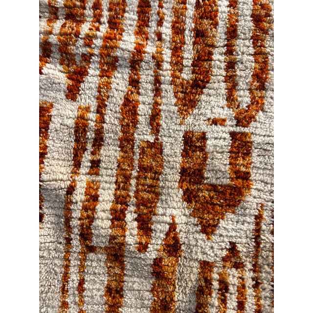 Textile Ivory and Orange Striped Rug For Sale - Image 7 of 9