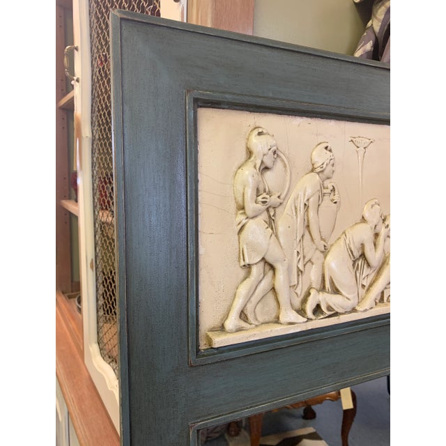 1960s Neoclassical Faux Ivory Figural Frieze Wall Mirror For Sale - Image 4 of 8