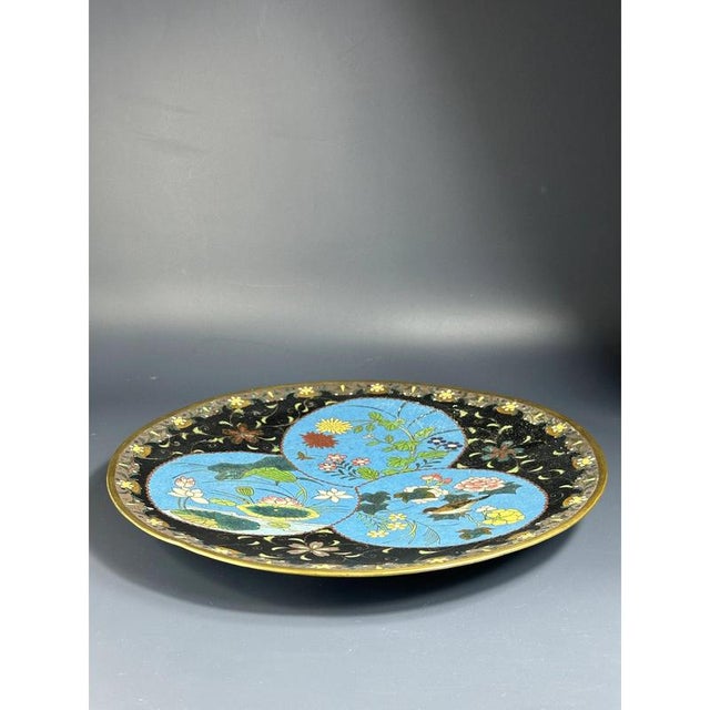 Metal Japanese Meiji Bronze Cloisonné Charger, 19th Century For Sale - Image 7 of 10