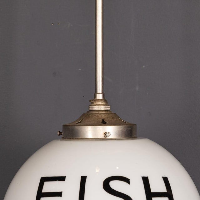 White Opaline Grocery Pendant Lights, 1930s, Set of 3 For Sale - Image 11 of 15