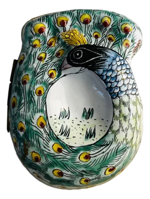 Vintage Peacock Enamel Trinket Box