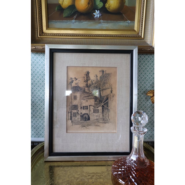 Antique Harley D. Nichols Pencil-Signed “Rath Haus, Munich” Original Etching—Framed For Sale - Image 11 of 15