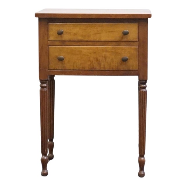 Stickley Furniture Solid Cherry Traditional Sheraton Style 19" Two Drawer Nightstand For Sale