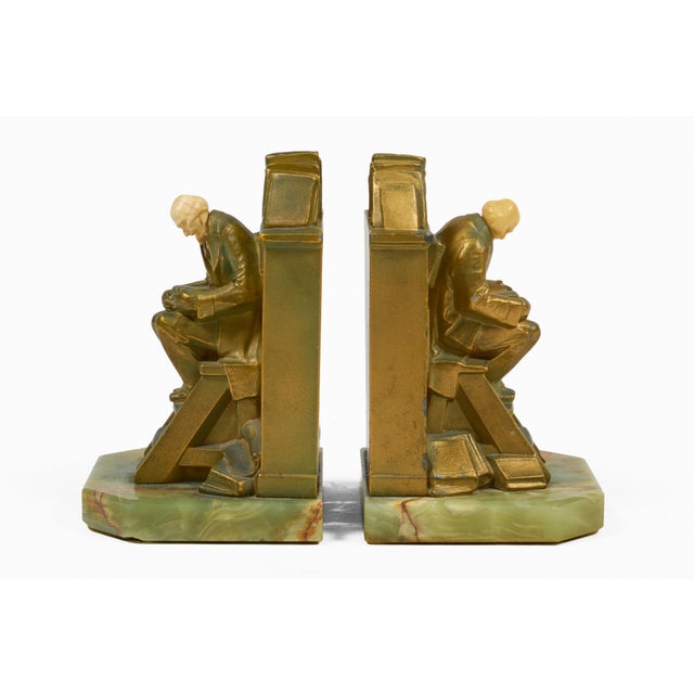 1930s The Librarian or Scholar Bookends by J B Hirsh For Sale - Image 4 of 9