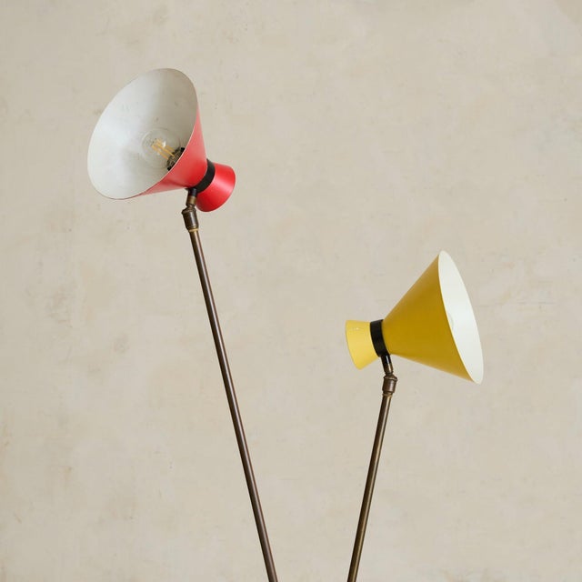 1950s Italian Two-Tone Enamel Floor Lamp Attributed to Stilux For Sale In Chicago - Image 6 of 11