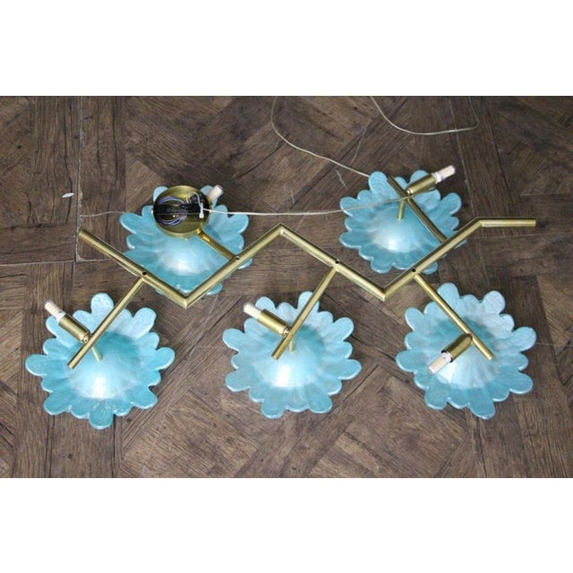 Large Iridescent Blue Murano Glass Flower Sconces, 1980s, Set of 2 For Sale - Image 18 of 18