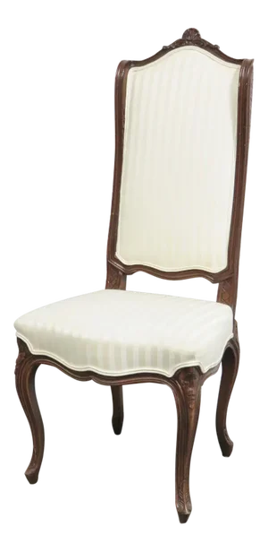 Louis XV Style White Upholstery Oak Side Chair