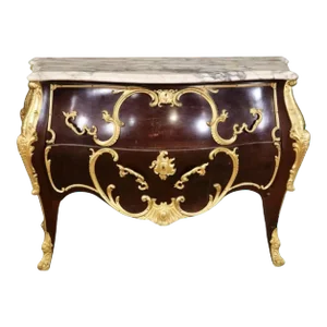 Quality Antique Bronze Mounted Marble Top Louis XV French Commode
