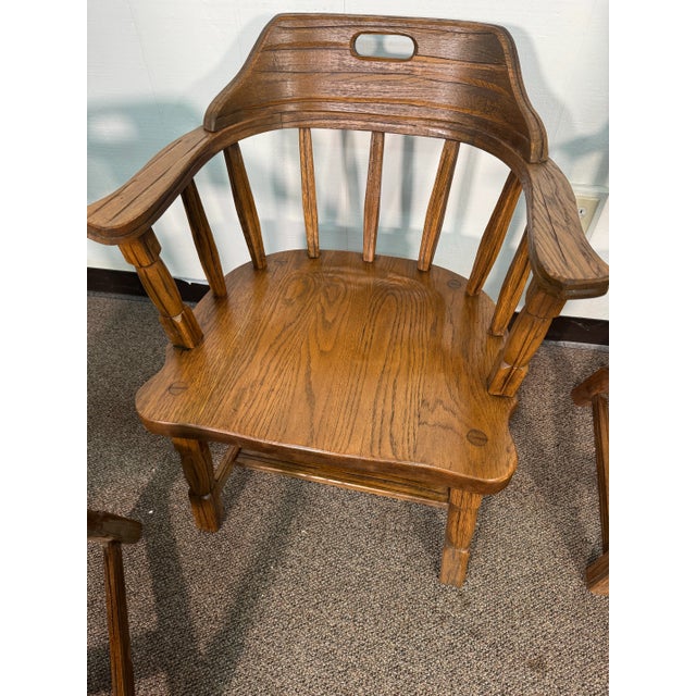Wood Mid 20th Century Set of 2 Chairs Ranch Oak Captains Armchairs For Sale - Image 7 of 9
