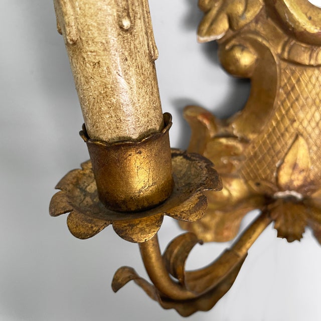 Italian Two Light Wall Lamps with Mirror, 1700s, Set of 2 For Sale - Image 15 of 18