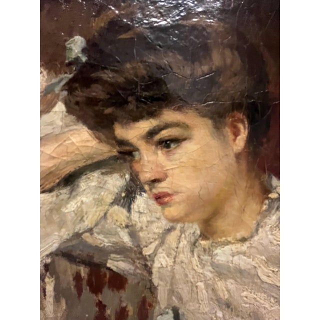 Ernest Jean Joseph Godfrinon, Elegant Woman in the Living Room, 1898, Oil on Canvas For Sale - Image 5 of 18